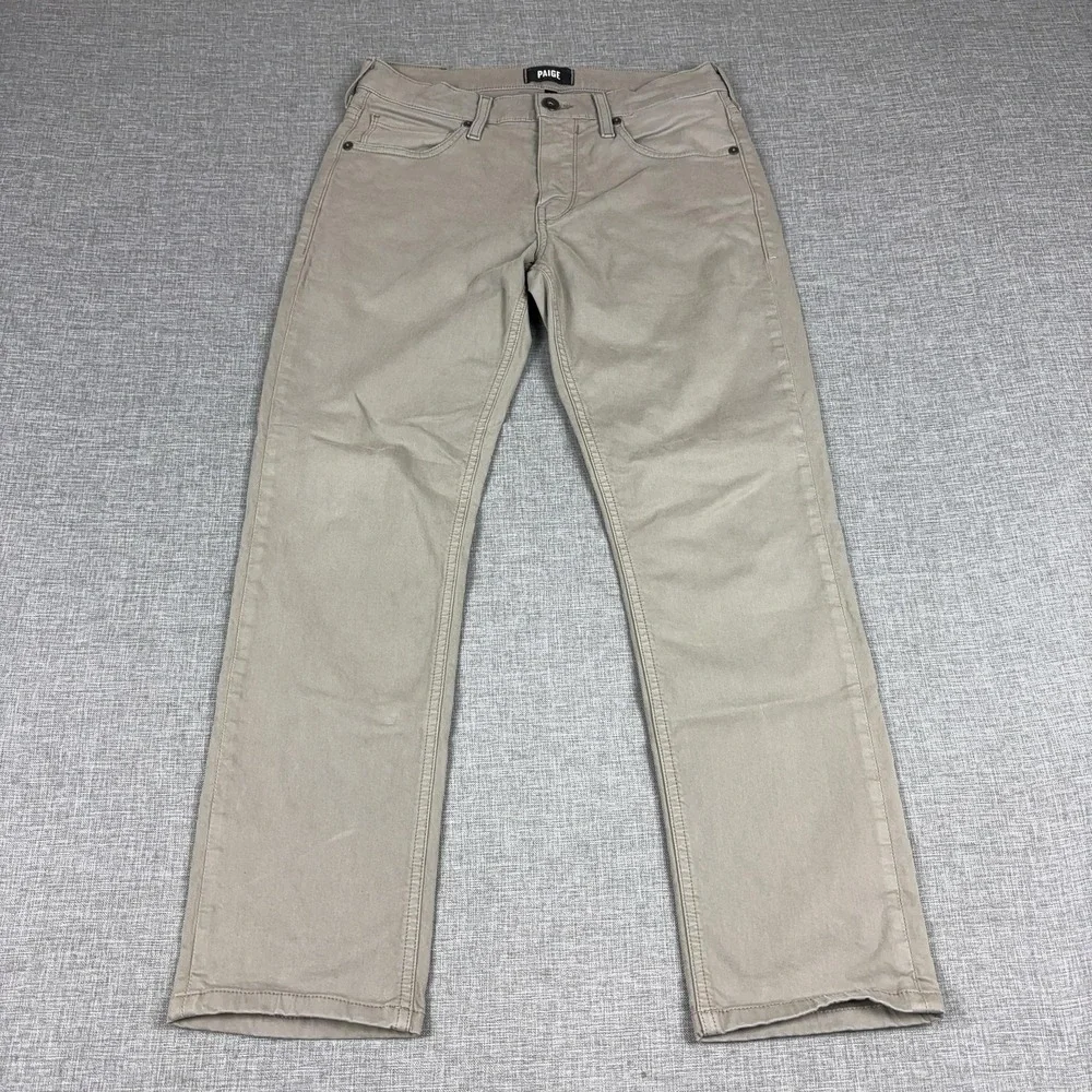 Paige Jeans Mens 29x27 Beige Light Wash Straight Leg Stretch Denim Pants